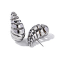 INS Popular Stainless Steel Jewelry Geometric Hollow Water Drop Threaded Spiral Teardrop Stud Earrings for Women Gift