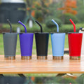 Luxury 520 Ml Stainless Steel Keep Cold  Ice Travel  Hotel Clear Drink Tea Coffee Cup Mug  Tumbler With Straw