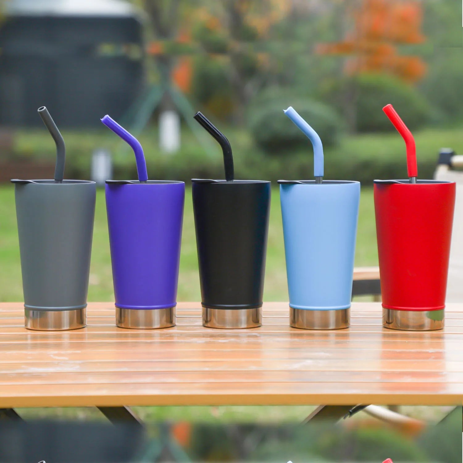 Luxury 520 Ml Stainless Steel Keep Cold  Ice Travel  Hotel Clear Drink Tea Coffee Cup Mug  Tumbler With Straw