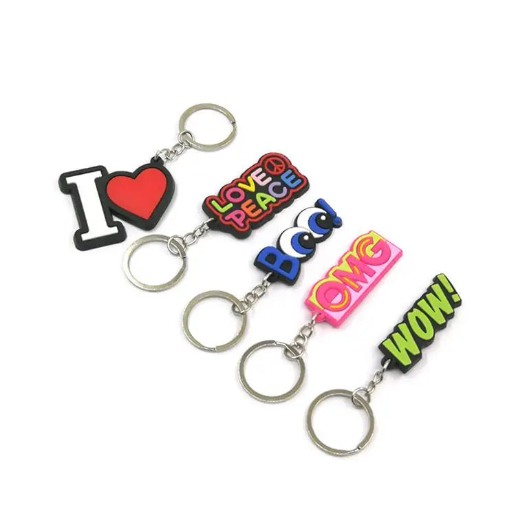 Letter New Cartoon Key Chain Pendant PVC Soft Glue Pendant Cute Letter Positive Slogan Key Ring Factory Stock