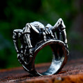 SS8-1137R Unique Design Stainless Steel Spider Finger Ring Punk Gothic Exaggerated Jewelry Wholesale Accessories