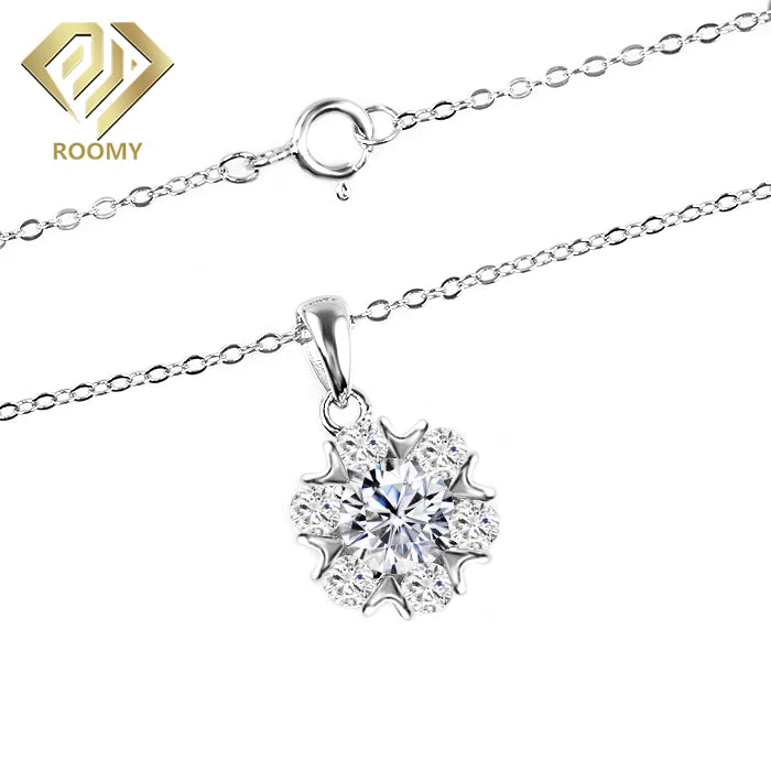 Fashion Jewelry 925 Sterling Silver Diamond Necklaces 6.5mm 1ct H&A Cut Moissanite Chian Necklace