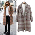 Women Jackets and Coats Oversize Double-breasted Checked Trench Coat Winter Women Coat MegaBDM