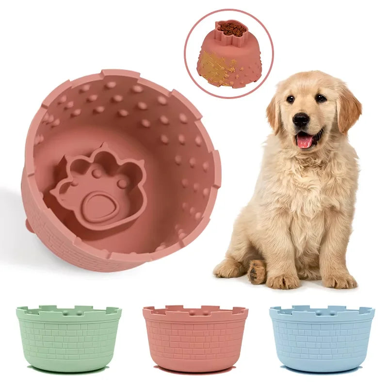 Wellfine New Arrival Manufacture Custom Logo Silicone Pet Water Dog Slow Food Feeder Layer Pet Bowl for Dog