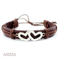 Infinity Love Heart Karma Genuine Leather Bracelet