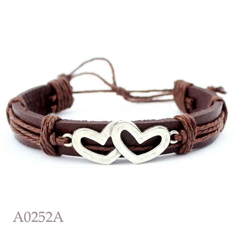 Infinity Love Heart Karma Genuine Leather Bracelet