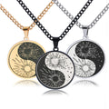 Wholesale Yin Yang Tai Chi Round Pendant Necklace Vintage Religious Men Stainless Steel Gossip Yin Yang Necklace
