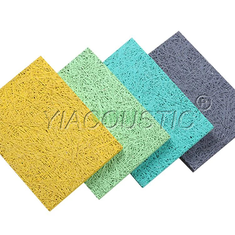 Eco-Friendly Wood Wool Acoustic Wall Panel Highly Effective Sound Absorption Fireproof Grade B1 Cement Mineral Core E1 Standard
