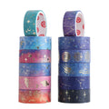 Creative Hot Stamping Starry Sky and Paper Washi Tape DIY Decorative Hand Account Stickers 12 Rolls