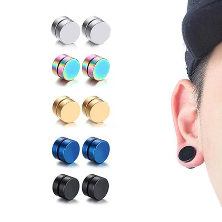 G1812 Stainless Steel Clip on Earrings Boys Fashion Jewelry Magnetic Earrings for Men