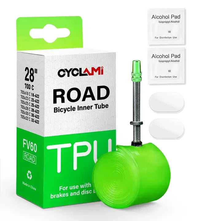 CYCLAMI Official 38g TPU Road Inner Bicycle Tube Ultralight 700c Road Tire 45/60/80mm French Valve Free Tire Patch for Bike