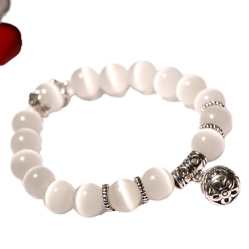 Hot Selling  10mm White Natural Opal Buddha Bracelet Stone and Crystal Gemstone Jewelry Accessory with Wholesale Prices