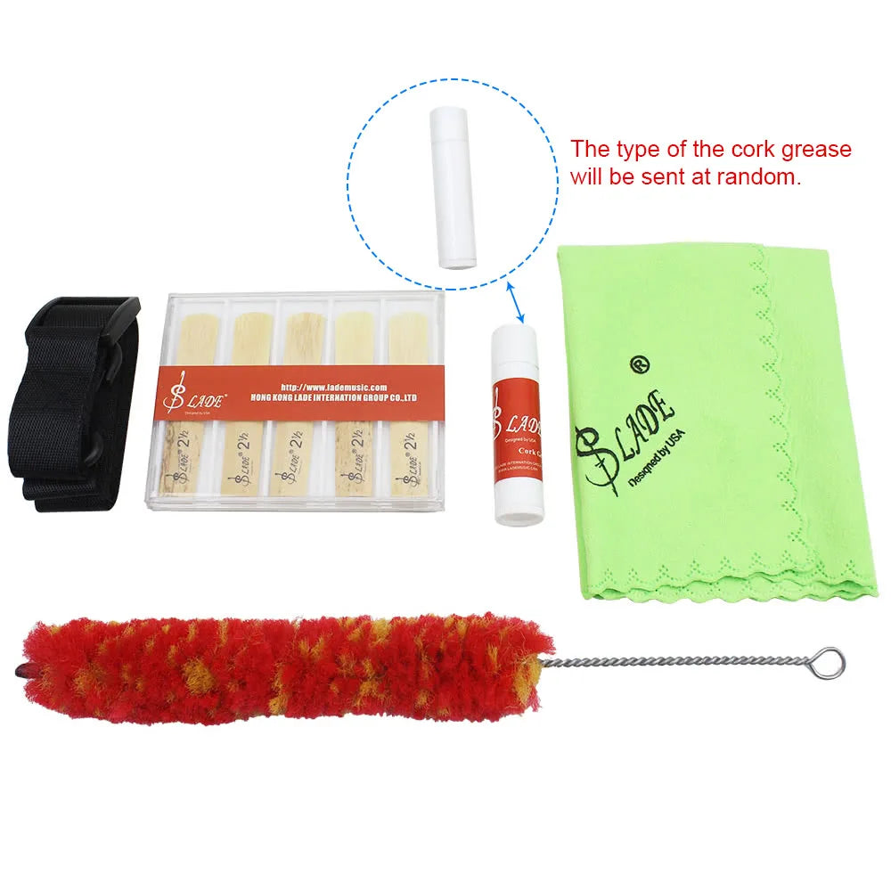 5-in-1 Clarinet Adjustable Neck Strap Bamboo Reed Cleaning Cloth Brush Cork Grease Accessories Kit