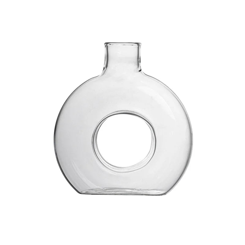 Creative Glass Vase Hot New Donut  Hydroponic Plants Living Room Ornaments  Glass Flower Vase  Small  Tabletop Vase
