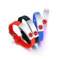 Silver/black Alert Bangle Jewelry Sickle Cell Medical Bracelet Stainless Steel Silicone Medical Logo for Men Women 12mm Custom