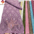New Embroidery Chiffon Lace Fabrics With Stones for Wedding Party Dress Organza Fabric Guipure Lace French Cord Lace Fabric