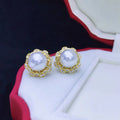 E2305 11-12mm DIY Natural Freshwater Pearl Charm Earrings Mounting Accessory 925 Sterling Silver Gold Plated  Jewelry for Women