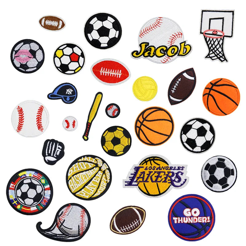 Hot Melt Adhesive Embroidered Football Volleyball Rugby Patch for Hat Clothing Jeans Bag Decoration Diy Garment Embroidery Patch