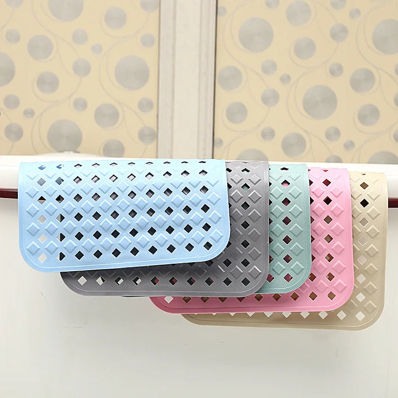40x70cm Anti-Slip PVC Shower Mat with Drain Holes Strong Suction Cups Machine Washable Non Slip Bathtub Mat for Bathroom Safety