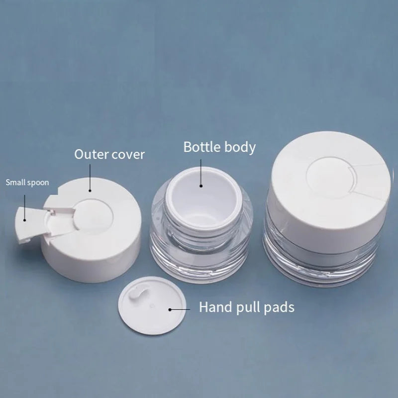 New 30g Cream Jar with Plastic Scoop Lid White-Covered-50g Cream Jar 15g Travel-Sized Container for Cosmetic Split-Packaging