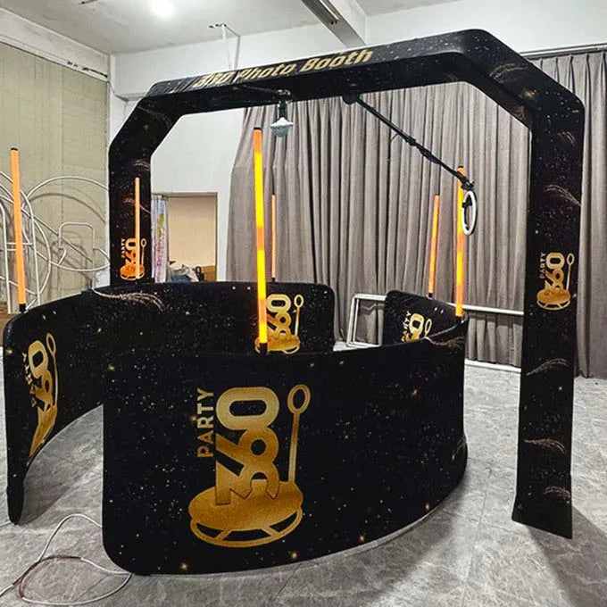 Custom Spin 360 Photo Booth Wireless Automatic Rotating Selfie Video Photobooth Led Photobooth Circular Spiral 360 Photo Booth