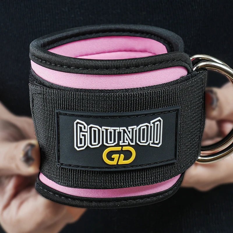Adults Custom Fitness Padded Adjustable Double D-Ring Sports Ankle Straps PU Cuffs for Cable Machines