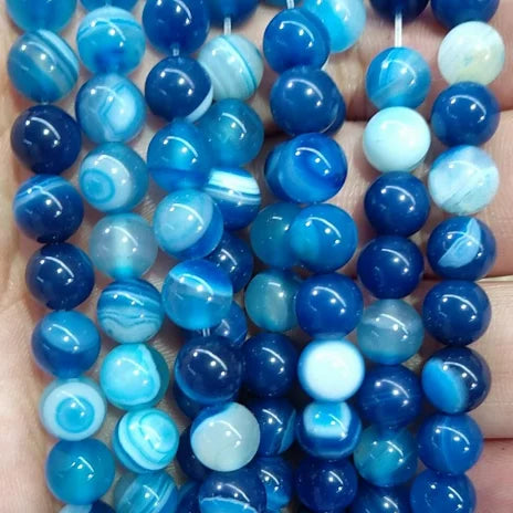 Jewelry Finding Beads Wholesale 10mm Natural Smooth Gemstone Stone Round Striped Agate Beads for Jewelry Making