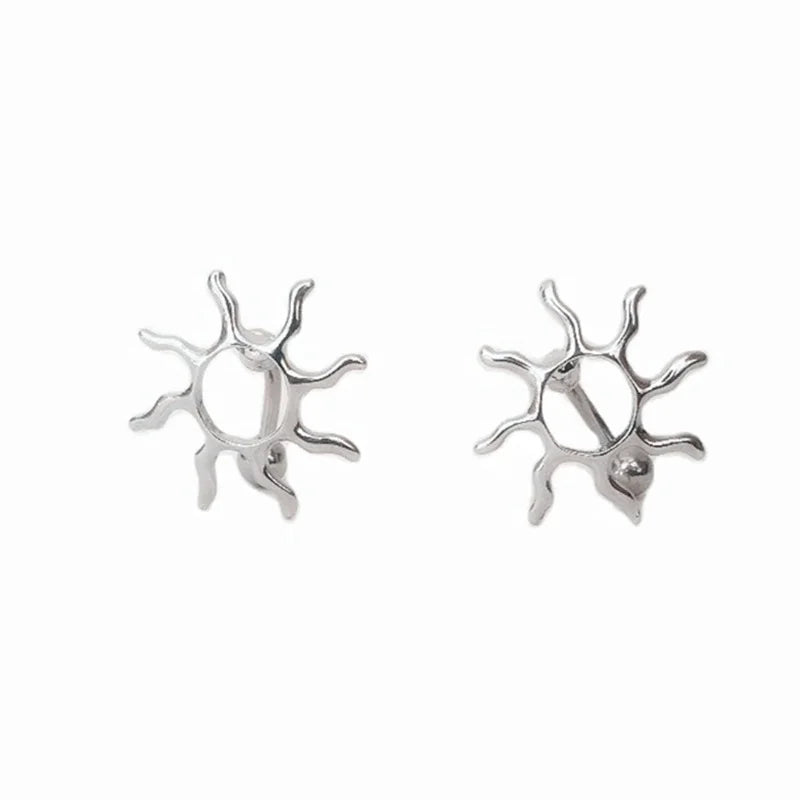 Stainless Steel Curving bar Hollow Sun Shape Belly Button Ring Heronsbill Navel Ring Piercing Body Jewelry