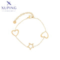 XUPING A00901776 14k Gold Color Women Ancient Royal Simple Cool Fashion Heart-Shaped Stone-Free Stainless Steel Jewelry Bracelet