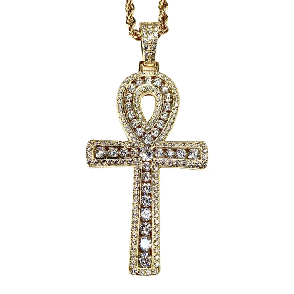 Hot Sales 10k Solid Gold Pendant With Real Diamonds Hip Hop Gold Jewelry Cross Design
