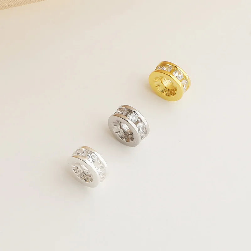 Wholesale 4/6/8mm 925 Silver White Zircon Micro Pave CZ Spacer Charms Round Beads for Jewelry Making