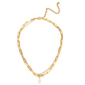 Custom Stainless Steel Gold Plated Water Pearl Beads Pendant Choker Necklace