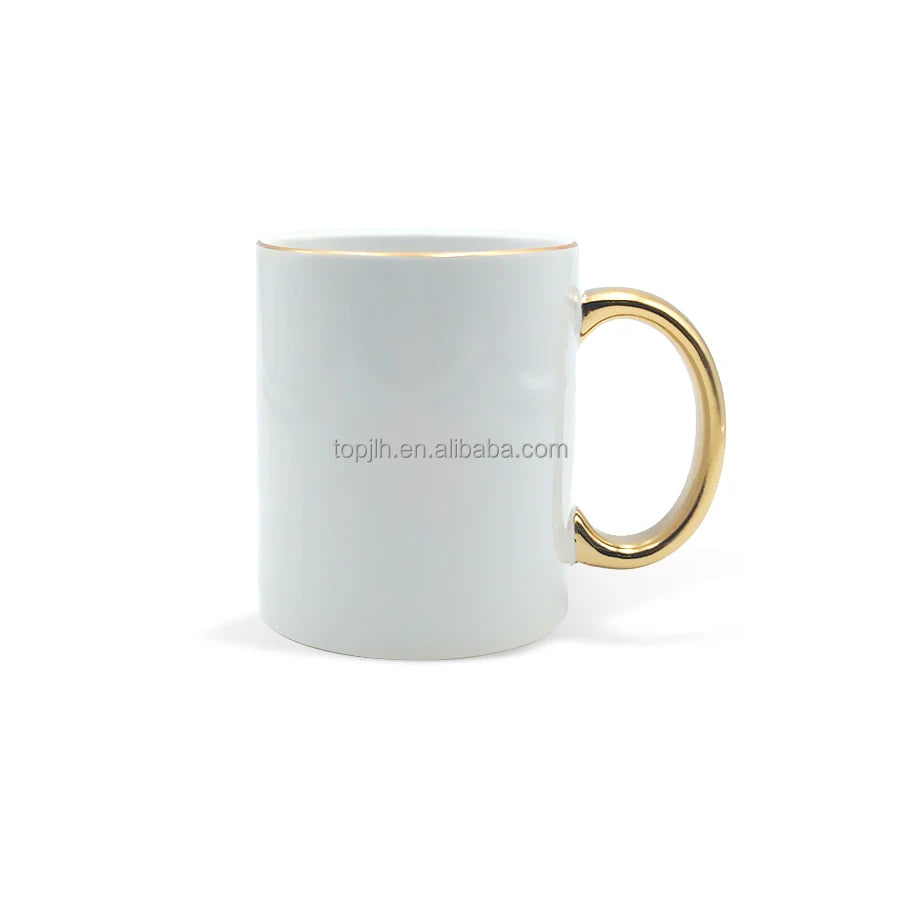 2023 Popular Hot Selling 11 oz Mug with Gold Rim and Handle Delicacy Coffee Mug Sublimation Coated