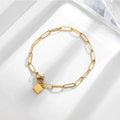 Hot Sell Square Pendant Bracelet Gold Plated Paperclip Bracelet Women Girls Bracelet Bangle for Party Gifts