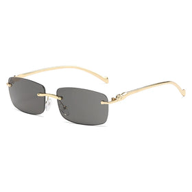 Women's Vintage UV400 Custom Logo Sun Glasses Classic Rimless with Luxury Gold Metal Frame Newest Trendy Custom Sunglasses