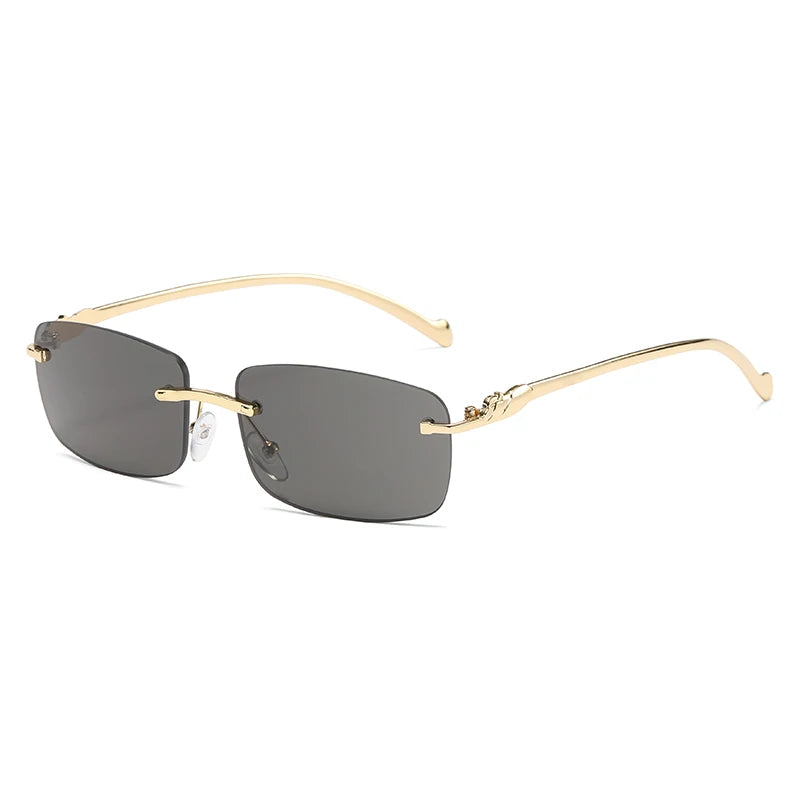 Women's Vintage UV400 Custom Logo Sun Glasses Classic Rimless with Luxury Gold Metal Frame Newest Trendy Custom Sunglasses