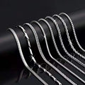 Men's Titanium Steel Box Chain Necklace Flat Snake Chain and Stainless Steel Clavicle Chain Jewelry