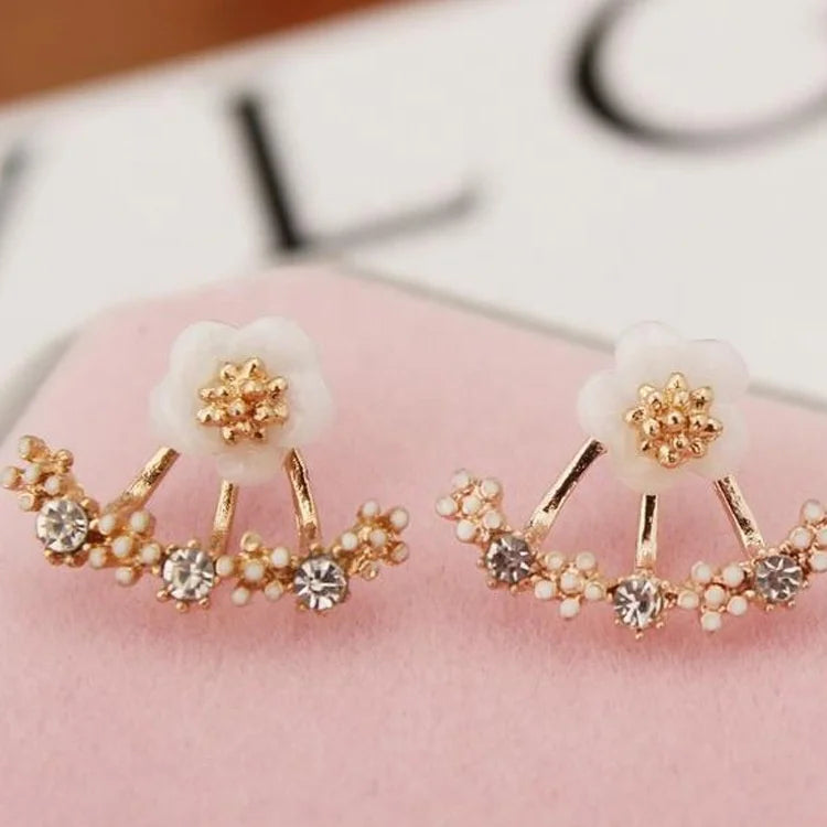 Fashionable Hot Sale Earrings Jewelry Exquisite Diamond Studded Earrings Daisy Flower Back Hanging Earrings for Women