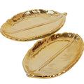 Light Luxury Golden Leaf Ceramic Storage Box Golden Leaf Jewelry Tray Dry Fruit Dish Desktop Home Furnishings