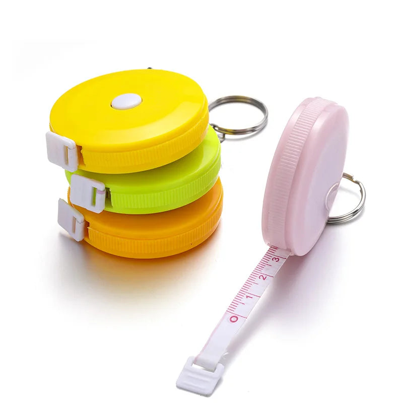 Free Shipping Cheap Quality Round Mini Tape Measure with Key Rings Retractable Measuring Tape Smart Tape Advertising Wholesales