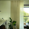 Customizable Linen Gauze Curtains Window Drapes for Home Hotel Hospital Bedroom Shades with Lace Decor for Shade