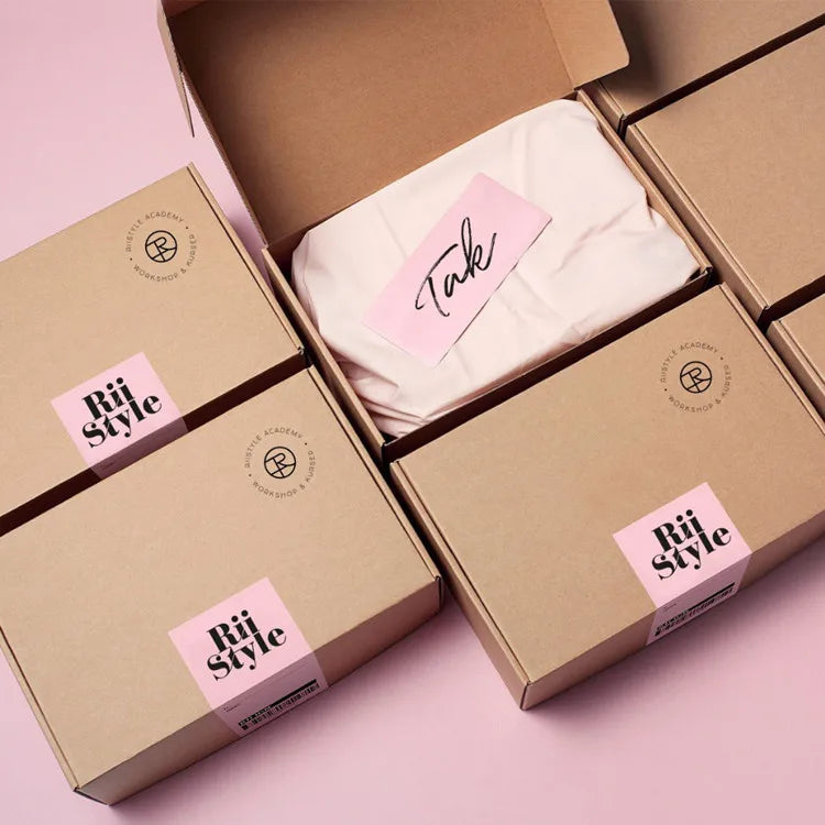 Branded Brown square Kraft Delivery Cardboard Packaging Box Luxury Custom logo Shipping Packaging Box with Sticker