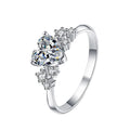 Classic Fashion Women Luxury Fine Jewelry Heart Shape 1 Carat 6.5mm Moissanite S925 Sterling Silver Wedding Rings Gift