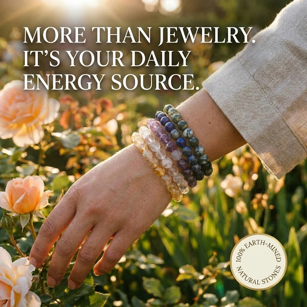 8mm Semi-Precious Stone Bracelet Round Beads Energy Power Crystal Reiki Elastic Stretch Healing Bracelet for Women Men Gifts