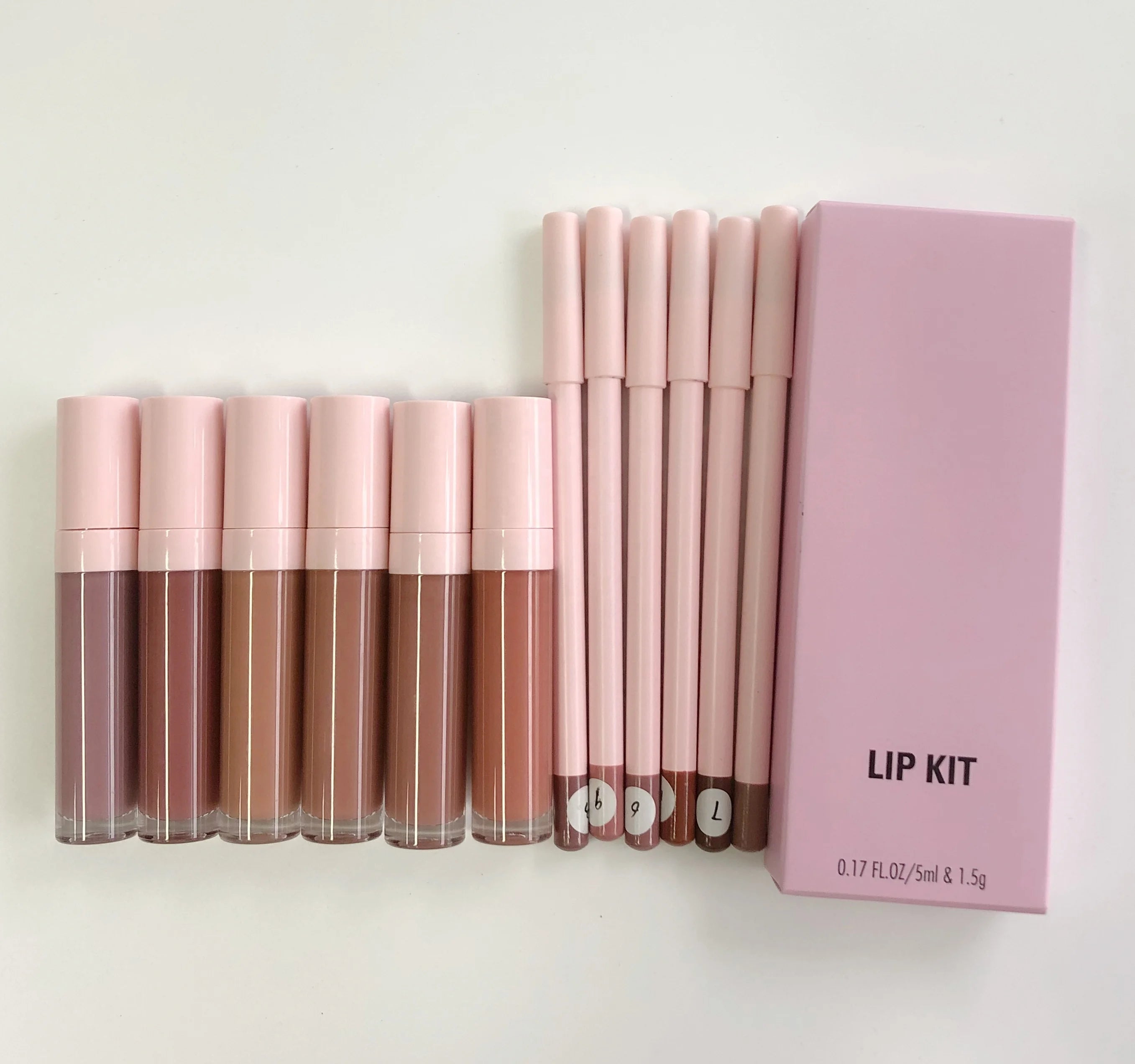 Lip Makeup Vendor Pink Lip Liner 40-color Matte Liquid Lipstick DIY Lip Kit with Private Label