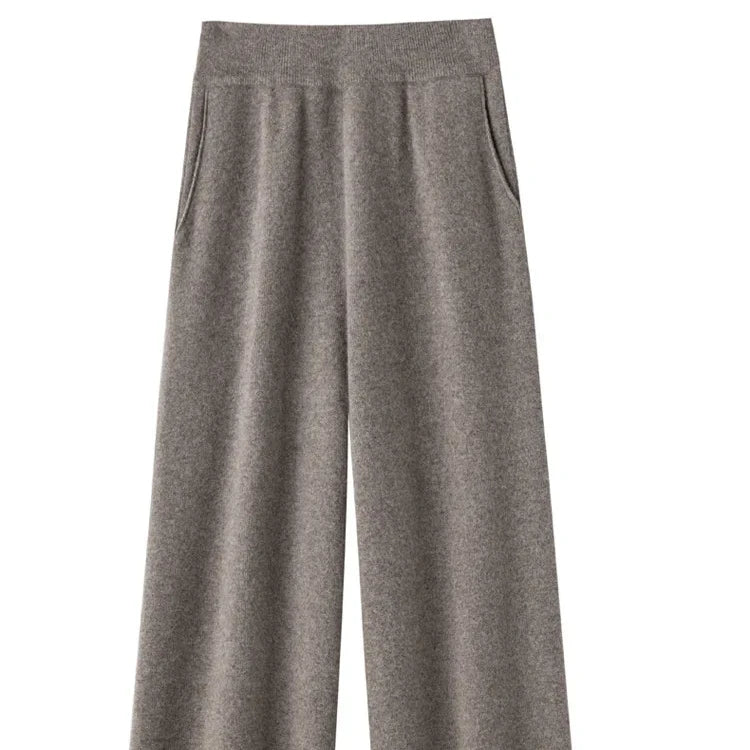 2023 High Quality Custom Women Knitted 100%wool Pants Casual Loose Straight Pants