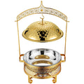Diamond Design Party Buffet Food Warmer Server Chefing Dish Stainless Steel Luxury Gold Round Chafing Dish Set