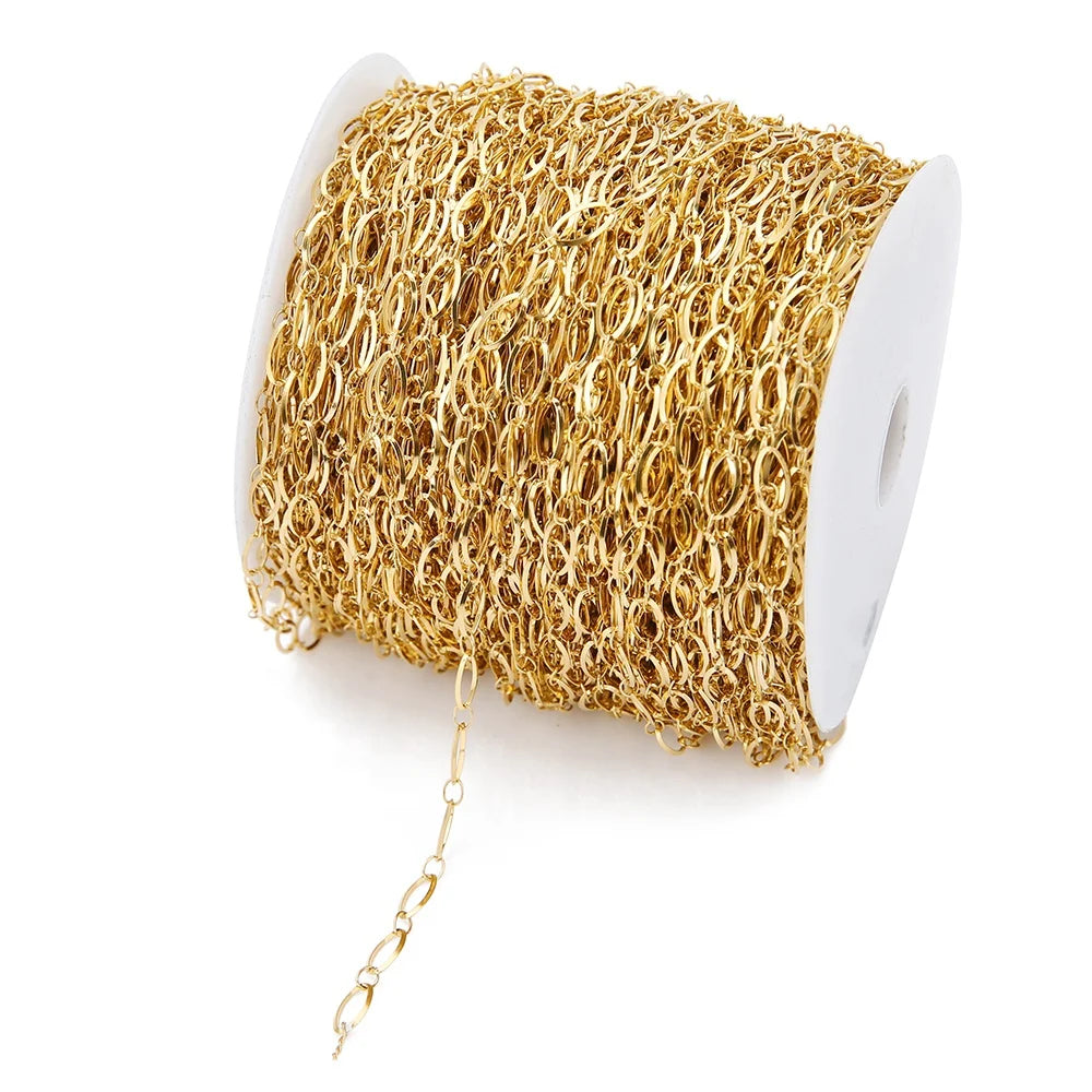 Nickel Free Gold Color Stainless Steel Circle Link Chains for Necklace Bracelet Jewelry Making Handicraft Accessories