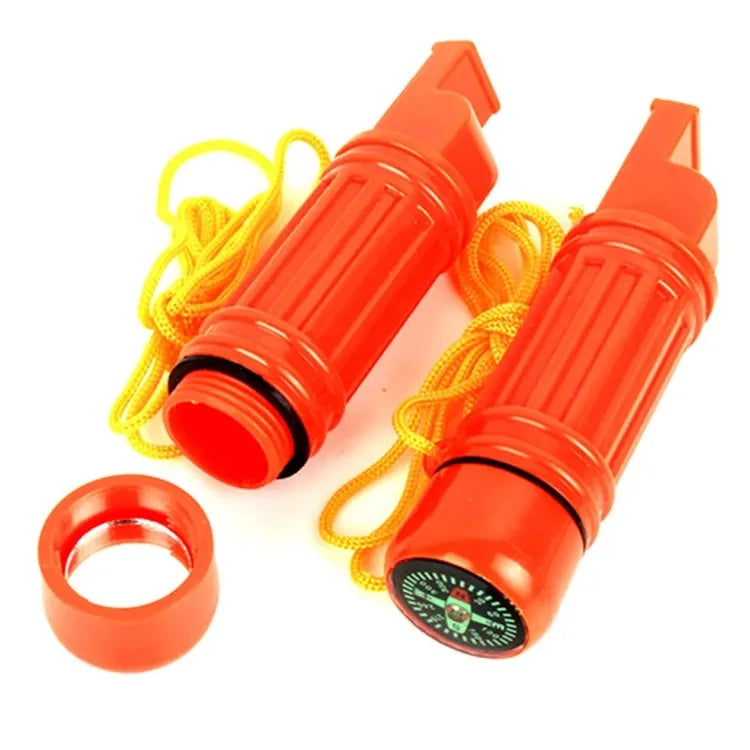 5 In1 Multi-function Compass Whistle Outdoor Portable Plastic Whistle Survival Emergency Whistle with Lanyard
