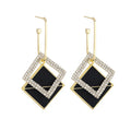 New Korean Double Rectangle Exaggerated Design Earrings Diamond Geometric Square Dangle Earrings for Women